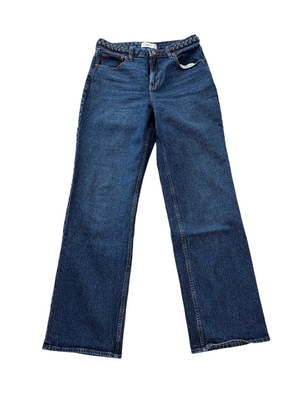 Abercrombie & Fitch Dark Blue Relaxed Jeans with Braided Waistband